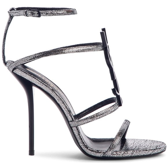 Cassandra 110 Metallic Leather YSL Logo Sandals - Picture 6 of 12